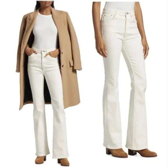 rag & bone Casey High Waist Flare Leg Jeans in Ecru Size 29 - Picture 1 of 8